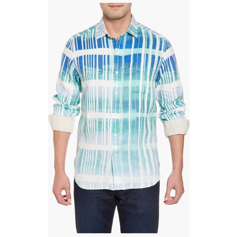 Tommy Bahama Men’s Okeechobee Ombré Breezer Linen Button Down Shirt size Large